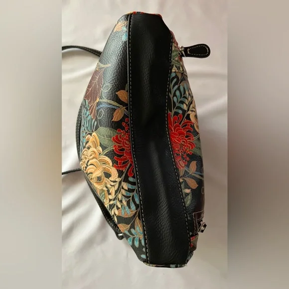 Multisac Black with Multicolor Flowers Crossbody Purse - Picture 8 of 12